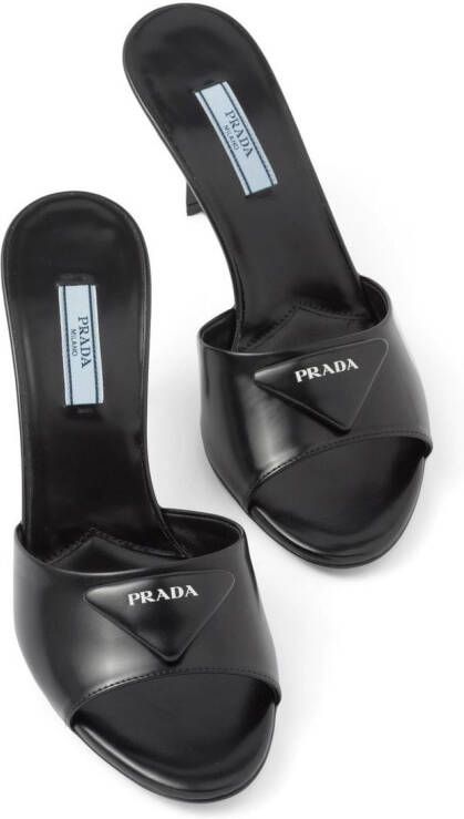 Prada leather heeled mules Black