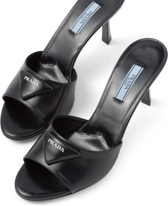 Prada leather heeled mules Black
