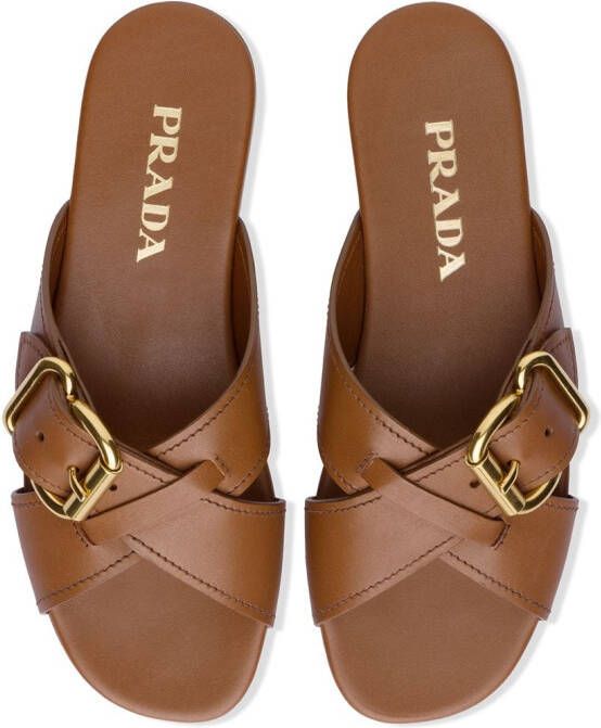Prada Leather Sandals Brown