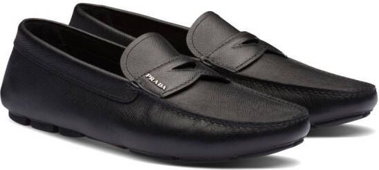 Prada leather slip-on loafers Black