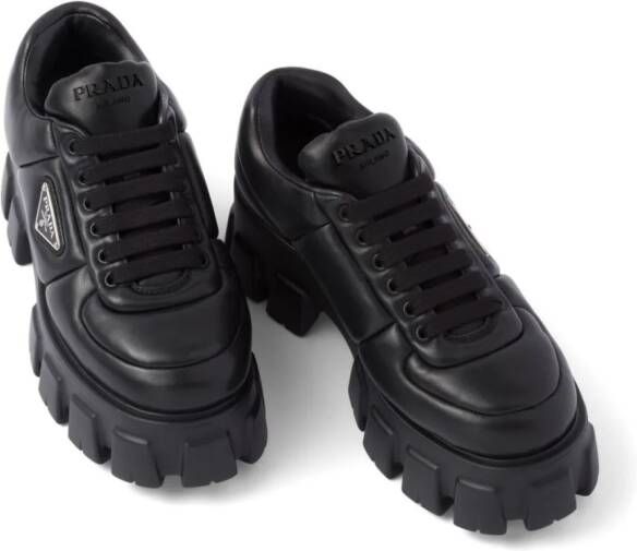 Prada logo-appliqué leather sneakers Black
