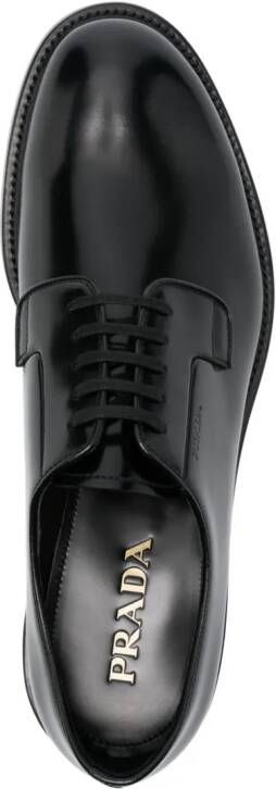 Prada logo-debossed leather oxford shoes Black