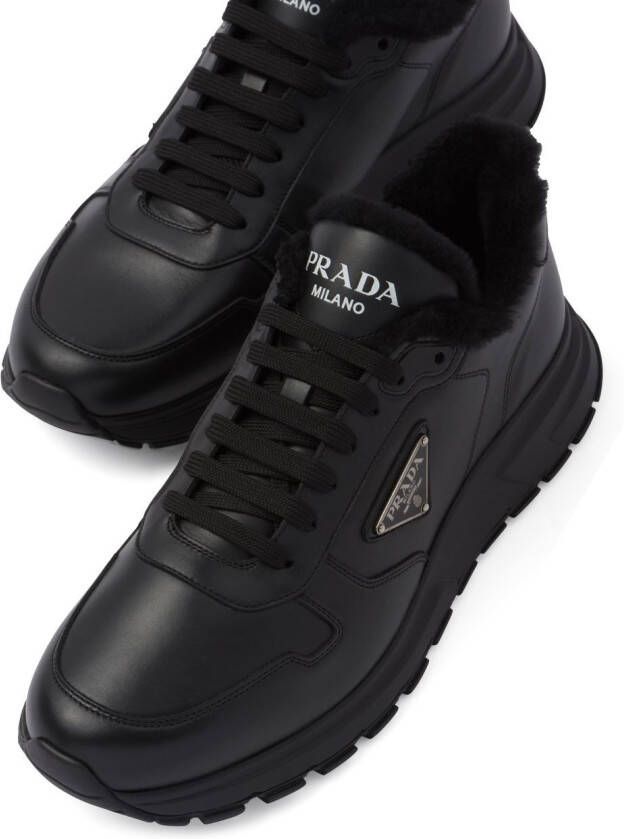 Prada logo leather sneakers Black