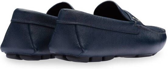 Prada logo lettering driving loafers Blue