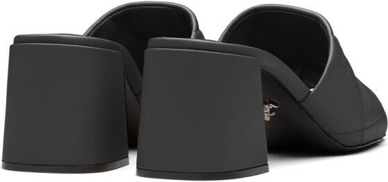 Prada logo-lettering quilted sandals Black