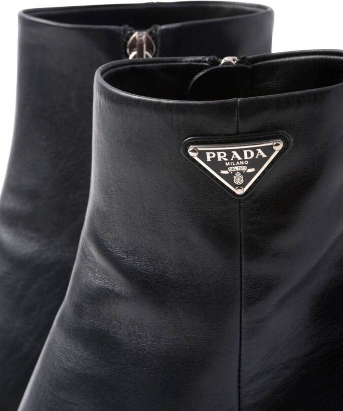 Prada logo plaque 65mm ankle boots Black