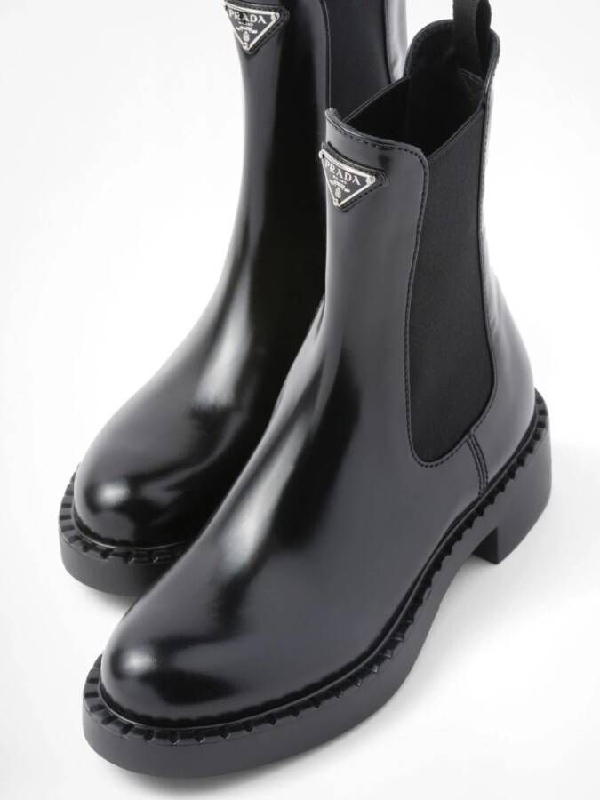 Prada brushed leather ankle boots Black