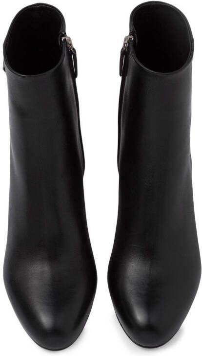Prada logo-plaque leather ankle boots Black