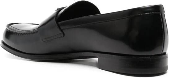 Prada logo-plaque leather loafers Black