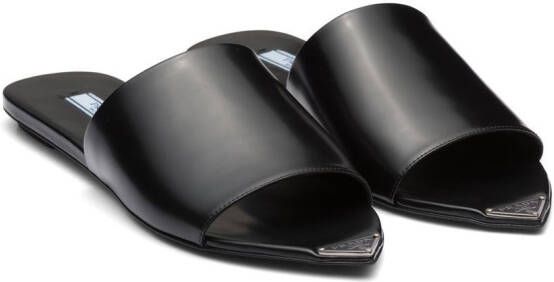 Prada logo plaque pointed-toe sandals Black