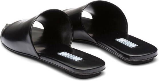 Prada logo plaque pointed-toe sandals Black