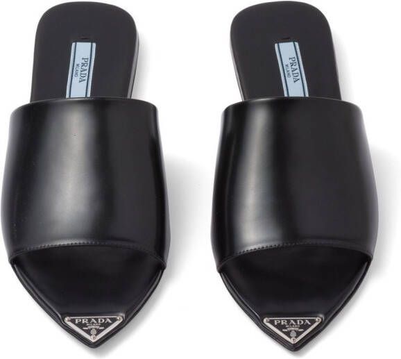 Prada logo plaque pointed-toe sandals Black