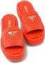 Prada logo-plaque raffia flatform sandals Orange - Thumbnail 4