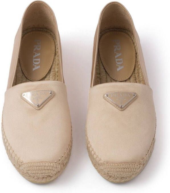 Prada logo-plaque satin espadrilles Neutrals