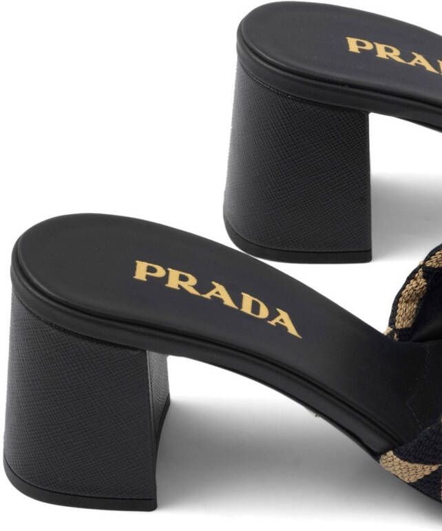 Prada logo-plaque slip-on sandals Black