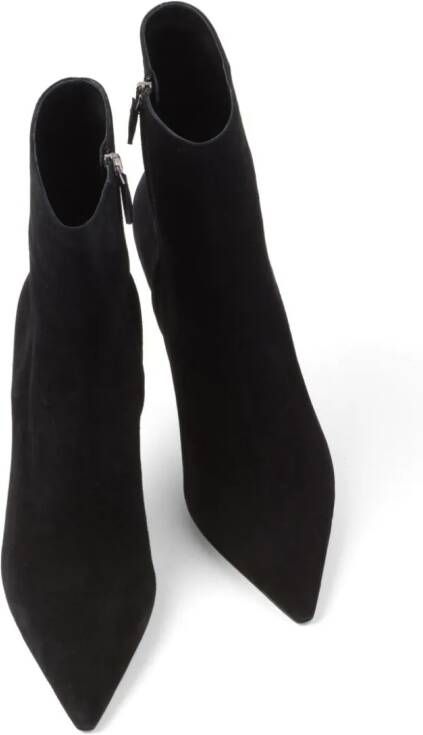 Prada logo-plaque suede ankle boots Black