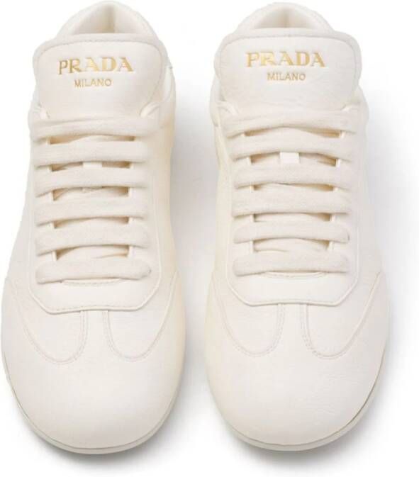 Prada logo-print leather sneakers Neutrals