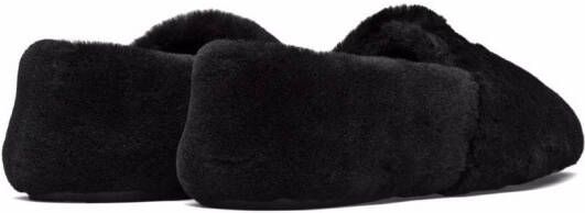 Prada logo shearling slippers Black