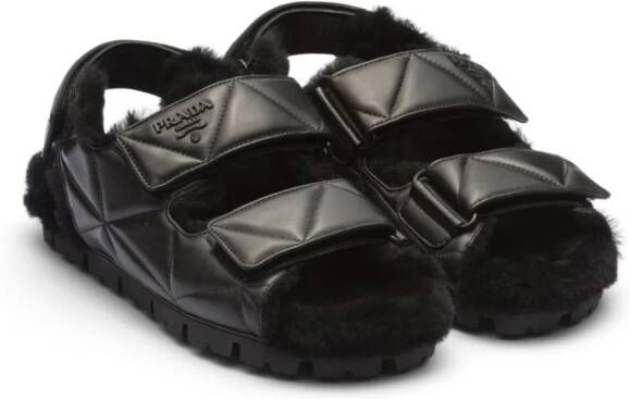 Prada logo-strap chunky sandals Black