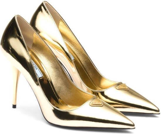 Prada metallic leather pumps Gold