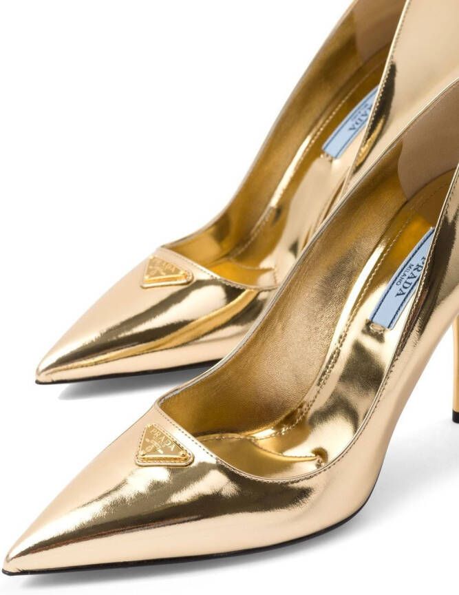 Prada metallic leather pumps Gold