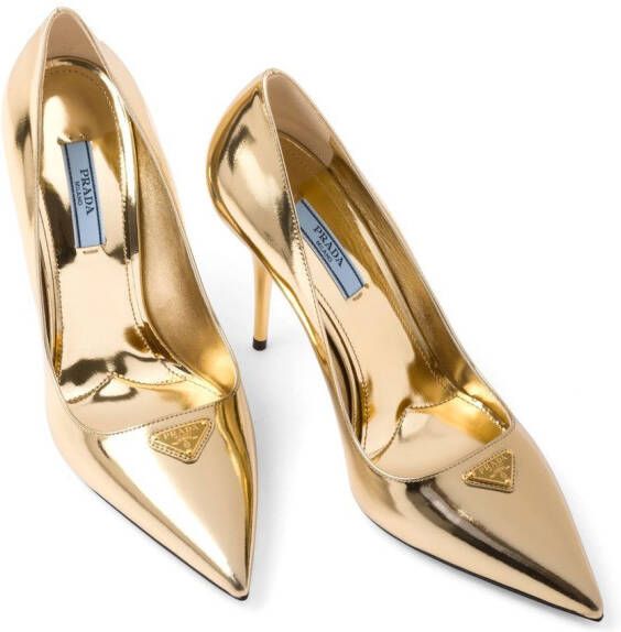 Prada metallic leather pumps Gold