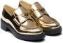 Prada metallic leather loafers Gold - Thumbnail 2