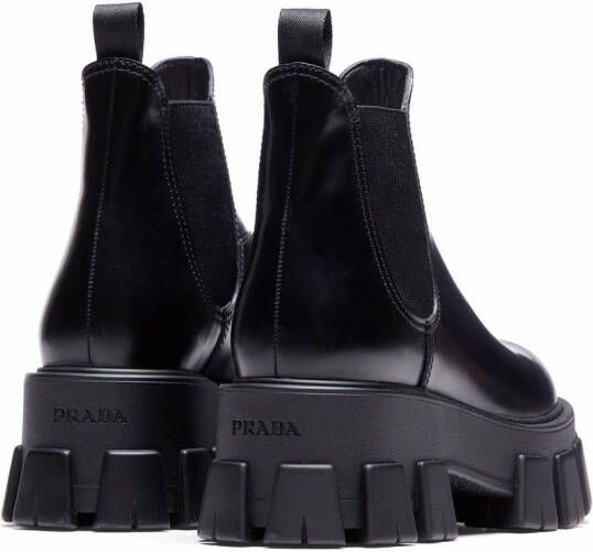 Prada Moonlith brushed leather Chelsea boots Black
