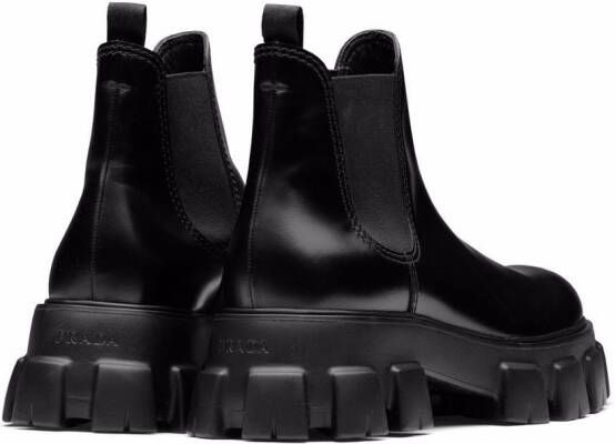 Prada Moonlith brushed leather Chelsea boots Black