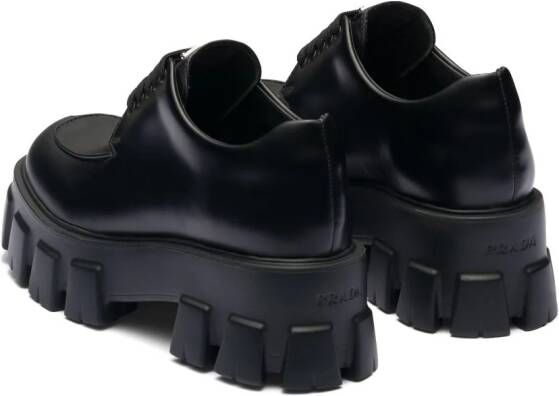Prada Monolith brushed leather lace-up shoes Black