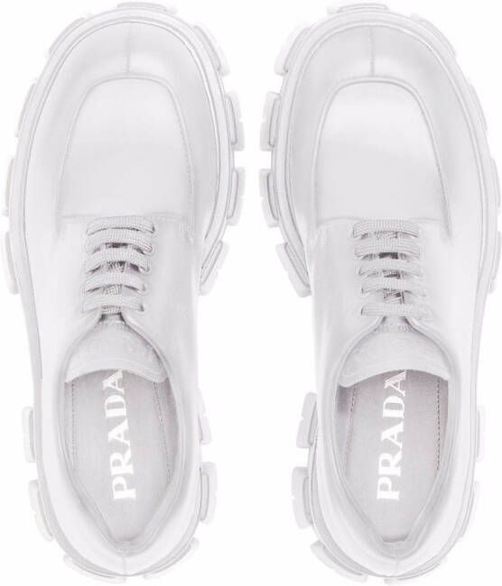 Prada Moonlith brushed leather lace-up shoes White