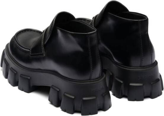 Prada Monolith leather flatform loafers Black