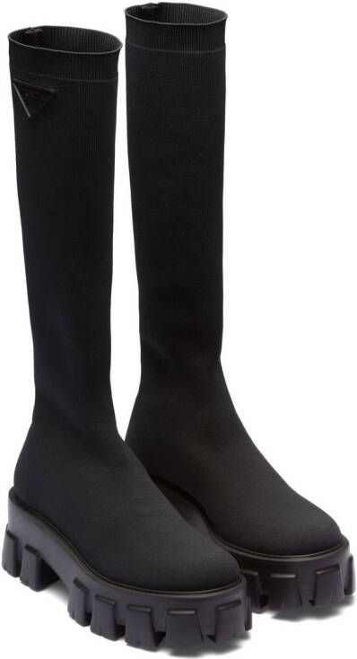Prada Monolith mid-calf sock boots Black