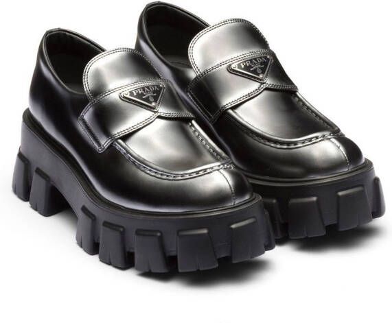 Prada Moonlith ombré-effect leather loafers Black