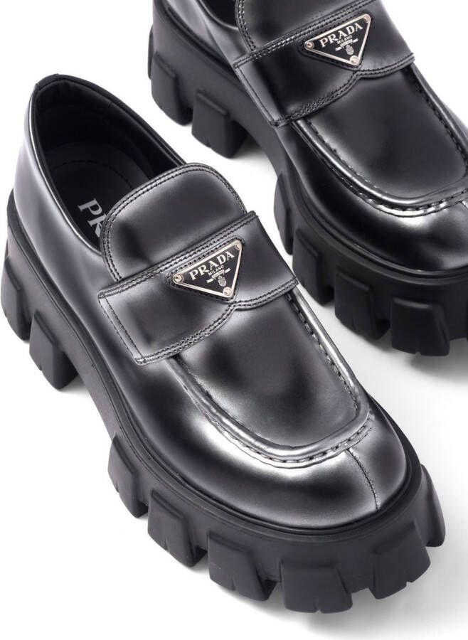 Prada Moonlith ombré-effect leather loafers Black