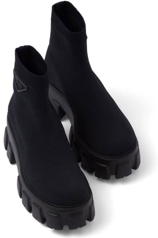 Prada Monolith sock-style ankle boots Black