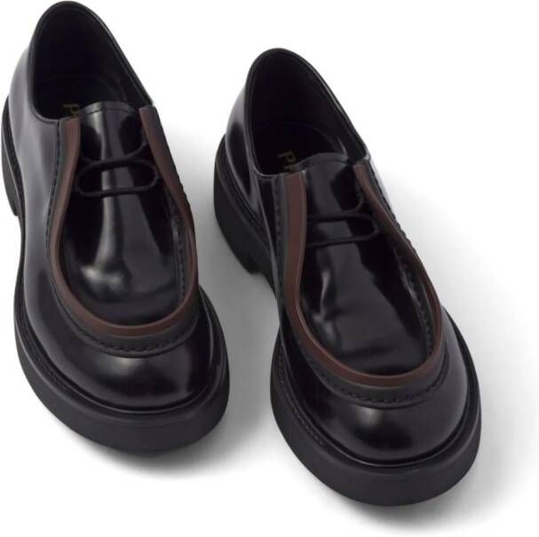 Prada opaque brushed-leather lace-up shoes Black