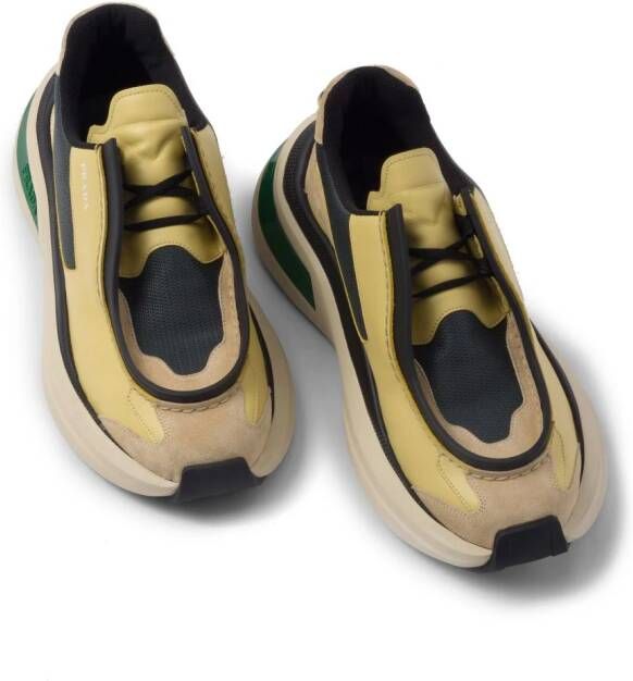 Prada panelled leather chunky sneakers Neutrals