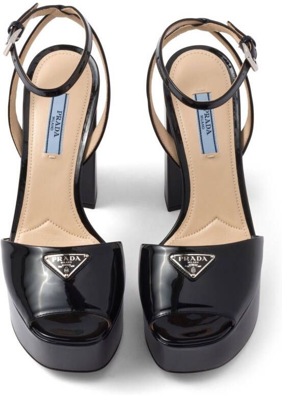 Prada patent leather platform sandals Black