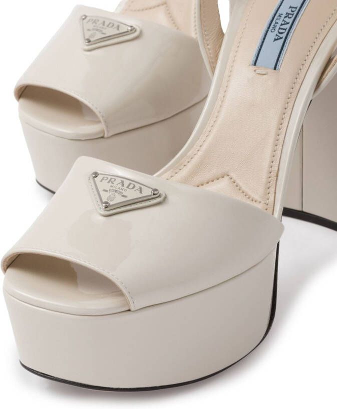 Prada patent leather platform sandals Neutrals
