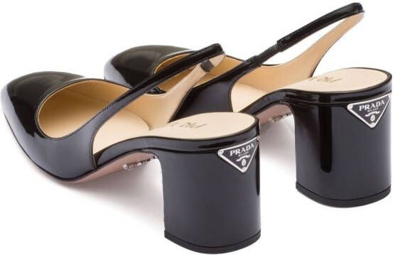 Prada Patent-leather slingback pumps Black