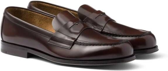 Prada penny-slot leather loafers Brown