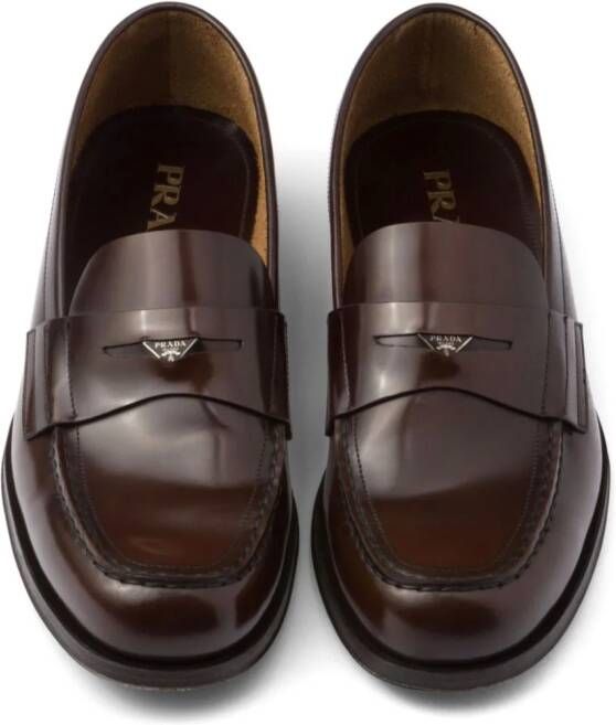 Prada penny-slot leather loafers Brown