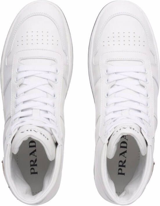 Prada Perforated triangle-logo high-top sneakers White