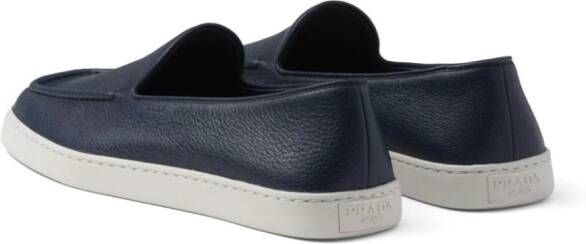 Prada piped-trim leather loafers Blue