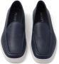 Prada piped-trim leather loafers Blue - Thumbnail 4