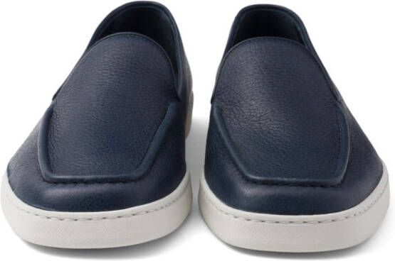 Prada piped-trim leather loafers Blue