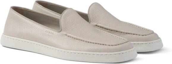 Prada piped-trim leather loafers Grey
