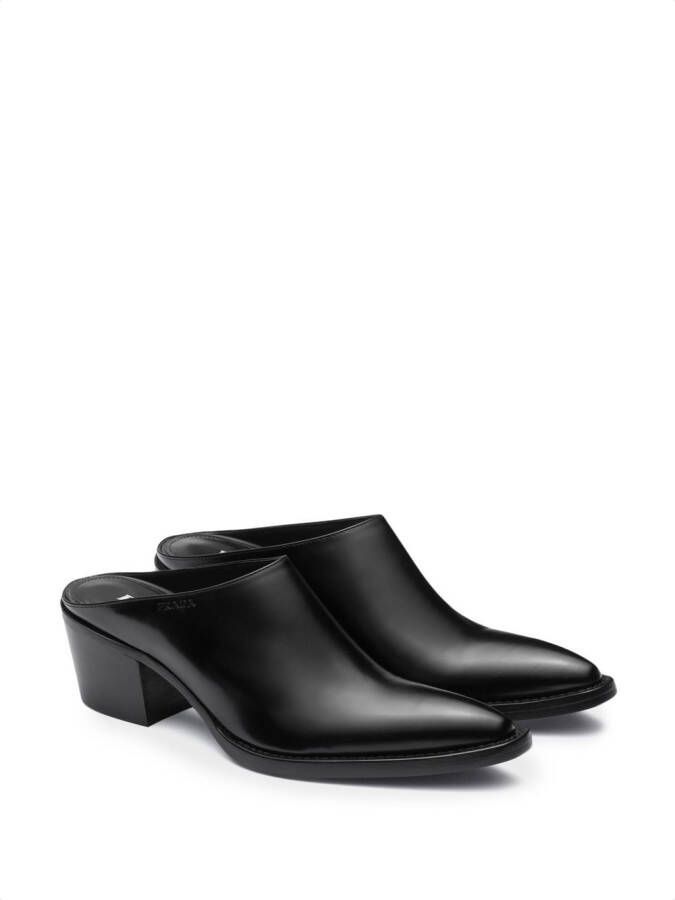 Prada point-toe leather mules Black