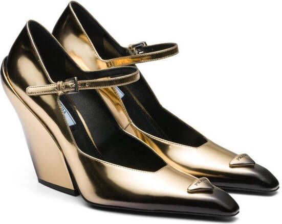 Prada pointed Mary Jane pumps Gold